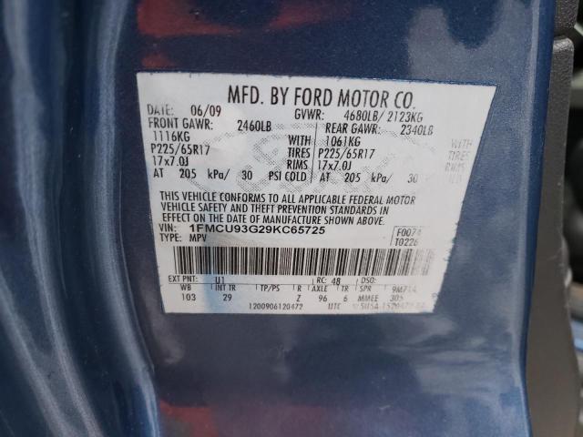 1FMCU93G29KC65725 Ford Escape Xlt 2009. Фото: 9
