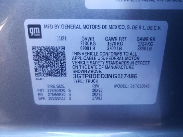 2022 GMC SIERRA 3GTP8DED3NG117486
