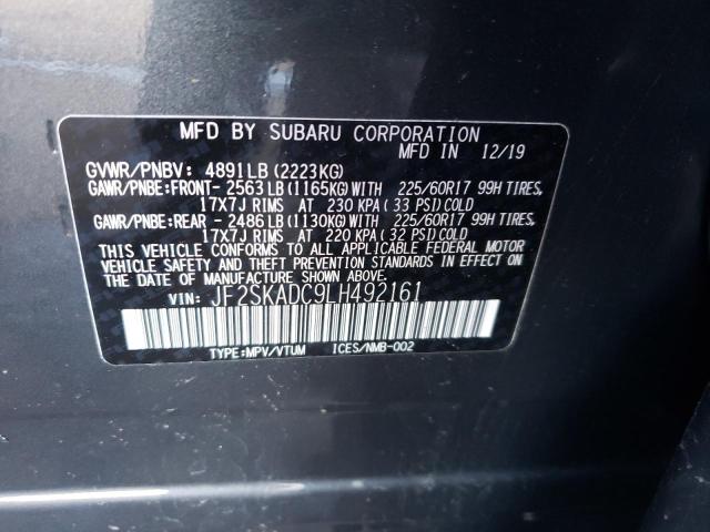 2020 SUBARU FORESTER JF2SKADC9LH492161