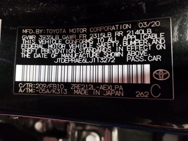 2020 TOYOTA COROLLA LE JTDEPRAE6LJ113272