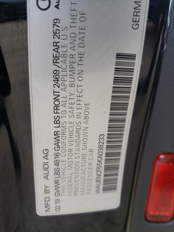 2019 AUDI A5 PREMIUM WAUENCF55KA038233
