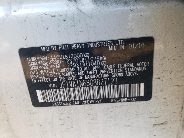 2016 SUBARU WRX LIMITE JF1VA1N68G8827123