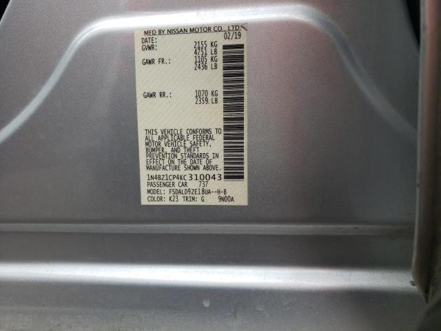 2019 NISSAN LEAF S PLU 1N4BZ1CP4KC310043