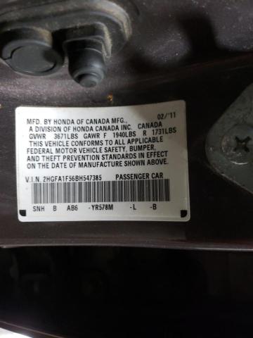 2HGFA1F56BH547385 Honda Civic Lx 2011. Фото: 9