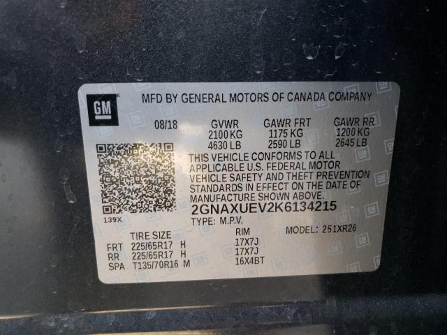 2019 CHEVROLET EQUINOX LT 2GNAXUEV2K6134215