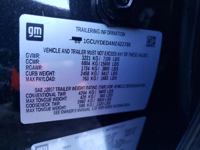 2021 CHEVROLET SILVERADO 1GCUYDED4MZ422786