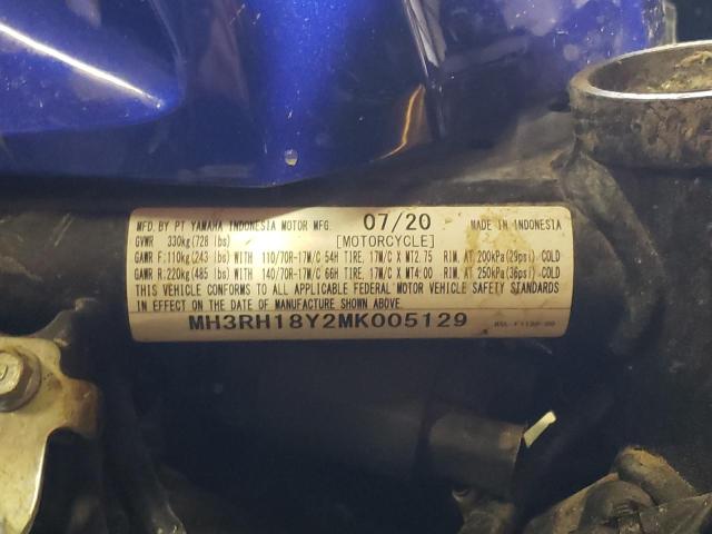 2021 YAMAHA YZFR3 A MH3RH18Y2MK005129
