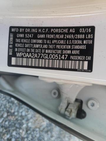 2016 PORSCHE PANAMERA WP0AA2A77GL005147