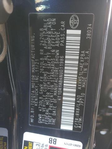 2022 TOYOTA AVALON LIM 4T1DA1AB4NU011986