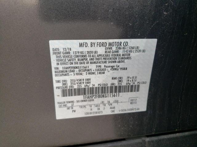 1FAHP2F80KG115611 Ford Taurus Lim 2019. Фото: 9