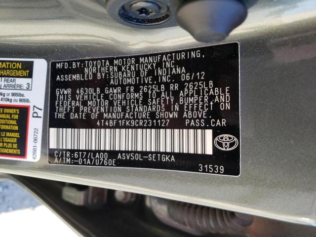 2012 TOYOTA CAMRY BASE - 4T4BF1FK9CR231127
