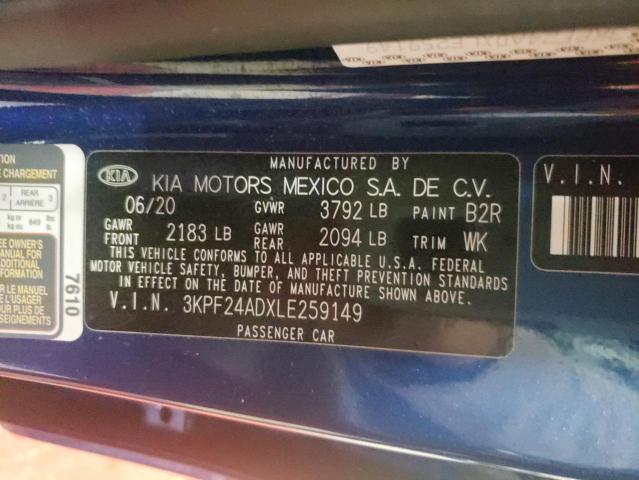 3KPF24ADXLE259149 Kia Forte Fe 2020. Фото: 9