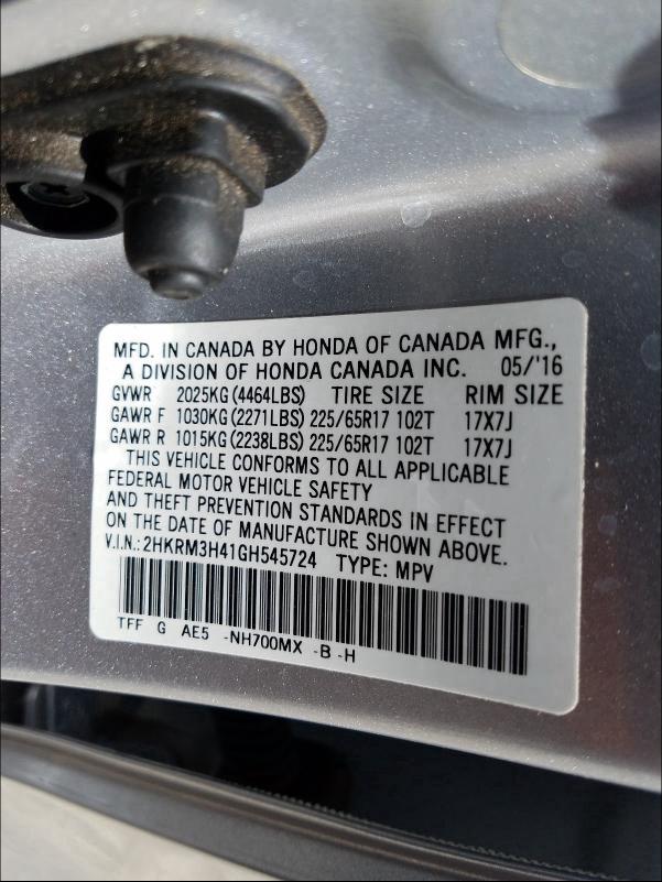 2016 HONDA CR-V SE 2HKRM3H41GH545724