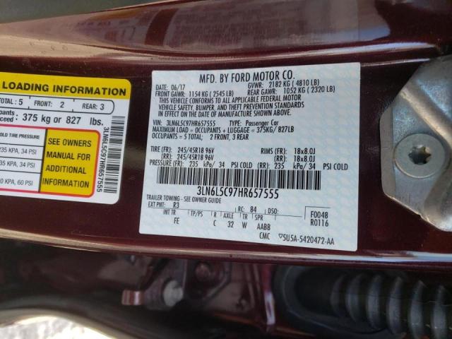 2017 LINCOLN MKZ SELECT 3LN6L5C97HR657555