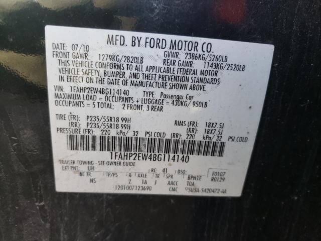 1FAHP2EW4BG114140 Ford Taurus Sel 2011. Фото: 9