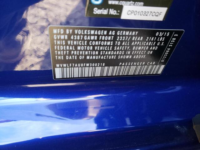 2015 VOLKSWAGEN GOLF R WVWLF7AU8FW300218