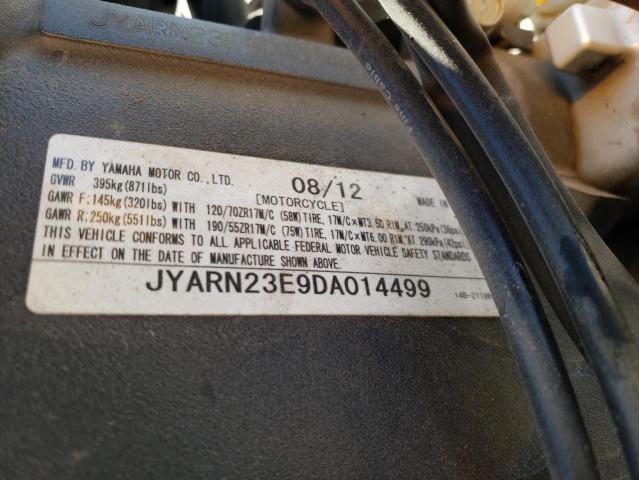 2013 YAMAHA YZFR1 JYARN23E9DA014499