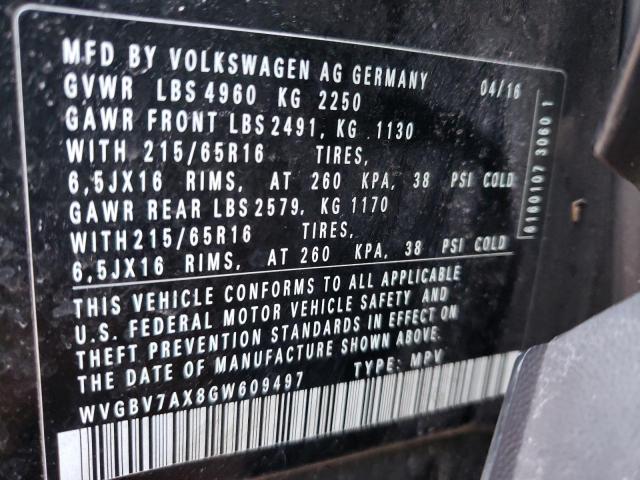 2016 VOLKSWAGEN TIGUAN S - WVGBV7AX8GW609497