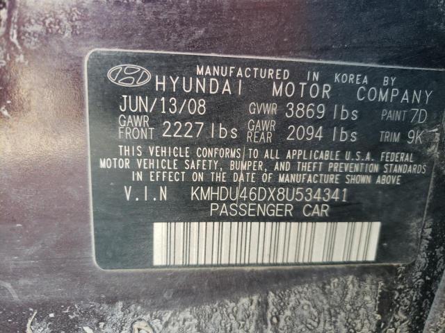 KMHDU46DX8U534341 Hyundai Elantra Gl 2008. Фото: 9