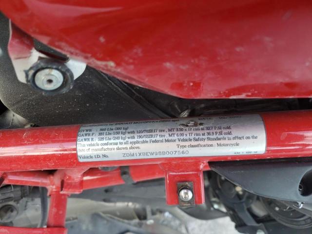 2008 DUCATI 1098 BASE ZDM1XBEW98B007560