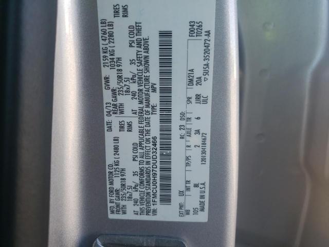 1FMCU0H97DUD32466 Ford Escape Sel 2013. Фото: 9