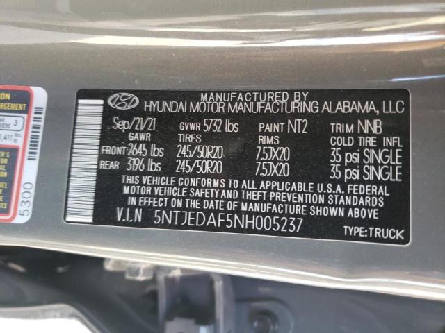 2022 HYUNDAI SANTA CRUZ 5NTJEDAF5NH005237