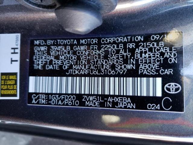 2020 TOYOTA PRIUS L JTDKARFU6L3106797
