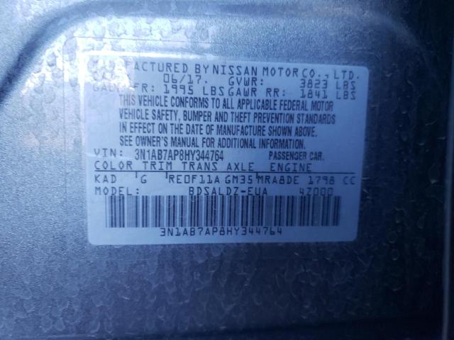 3N1AB7AP8HY344764 Nissan Sentra S 2017. Фото: 9