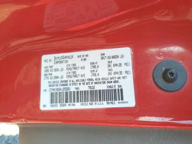 2004 DODGE RAM 1500 S 1D7HA18D64J255691