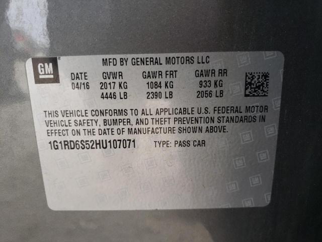 2017 CHEVROLET VOLT PREMI 1G1RD6S52HU107071