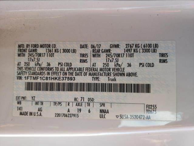 2017 FORD F-150 1FTMF1C81HKE37593