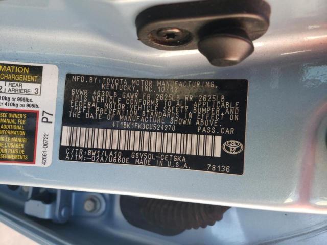 4T1BK1FK3CU524270 Toyota Camry Se 2012. Фото: 9