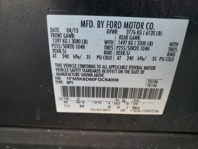 2015 FORD EXPLORER X 1FM5K8D80FGC64006