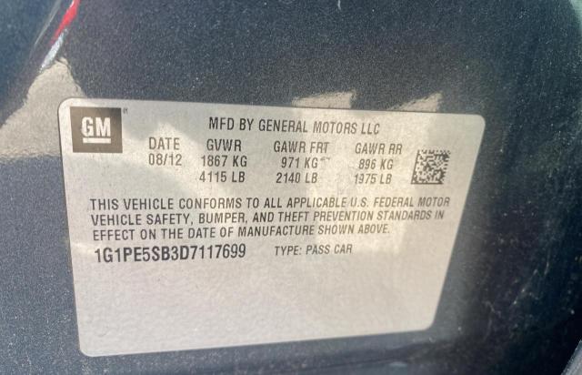 1G1PE5SB3D7117699 Chevrolet Cruze Lt 2013. Фото: 9