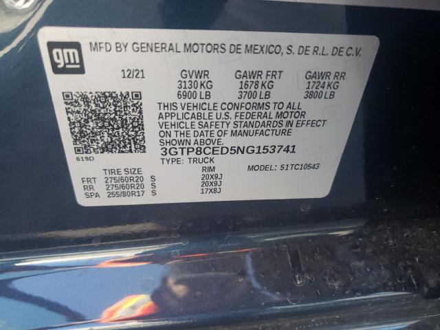 2022 GMC SIERRA 3GTP8CED5NG153741