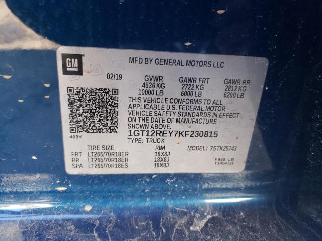 2019 GMC SIERRA 1GT12REY7KF230815