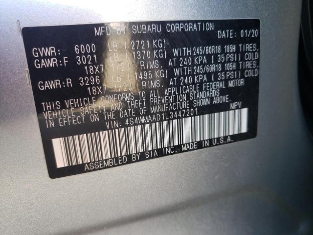 2020 SUBARU ASCENT 4S4WMAAD1L3447201