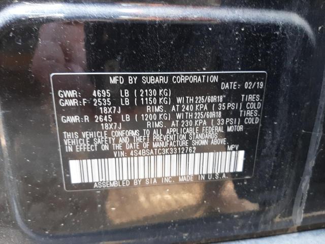 2019 SUBARU OUTBACK TO 4S4BSATC3K3312762