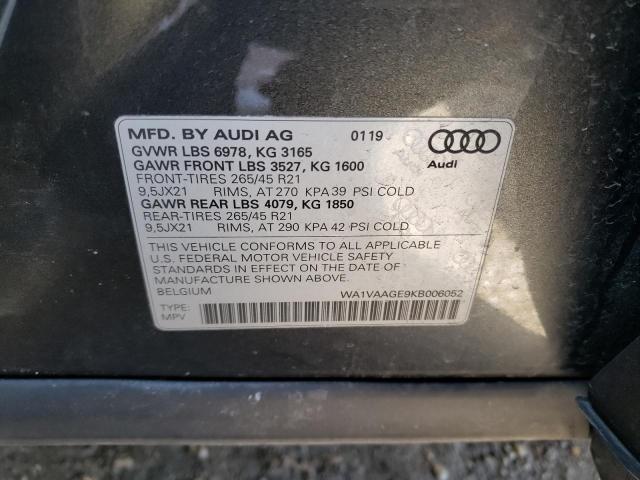 2019 AUDI E-TRON PRE WA1VAAGE9KB006052