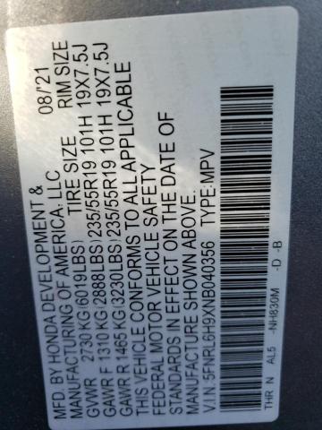 2022 HONDA ODYSSEY EL 5FNRL6H9XNB040356