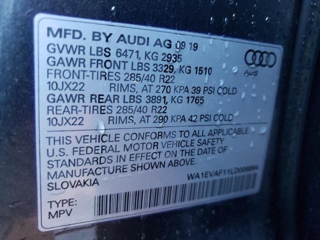 2020 AUDI Q8 PREMIUM WA1EVAF11LD006894