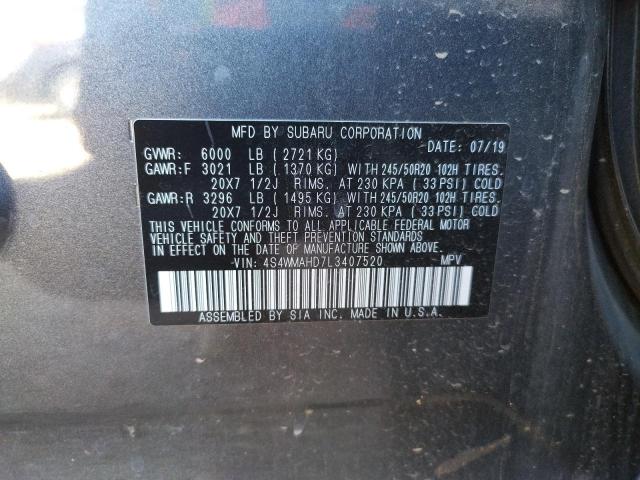 2020 SUBARU ASCENT PRE 4S4WMAHD7L3407520