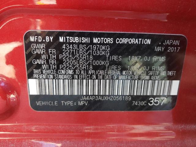 JA4AP3AUXHZ056189 Mitsubishi Outlander 2017. Фото: 9