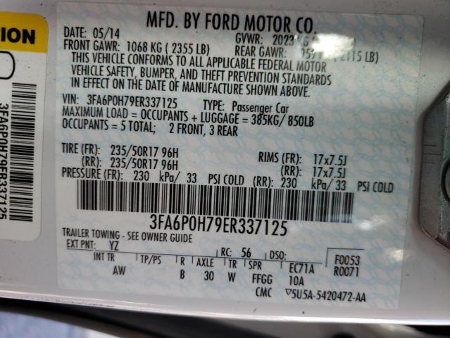 FORD FUSION 2014 WHITE Photo 10