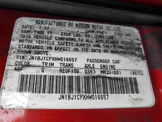 2017 NISSAN ROGUE SPOR JN1BJ1CPXHW016657