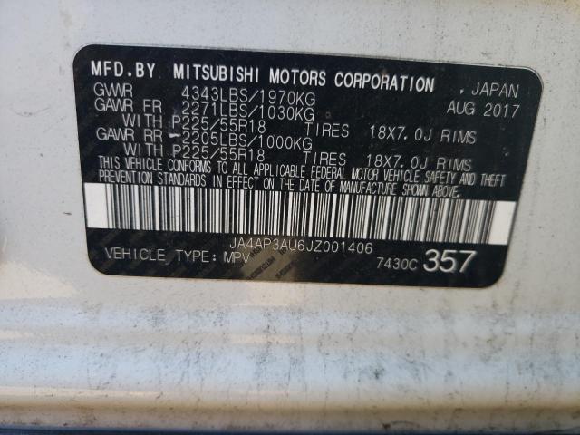 2018 MITSUBISHI OUTLANDER JA4AP3AU6JZ001406