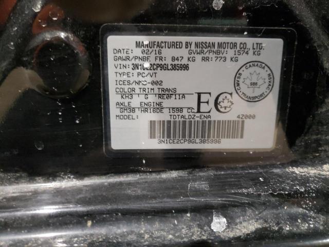 2016 NISSAN VERSA NOTE 3N1CE2CP9GL385996