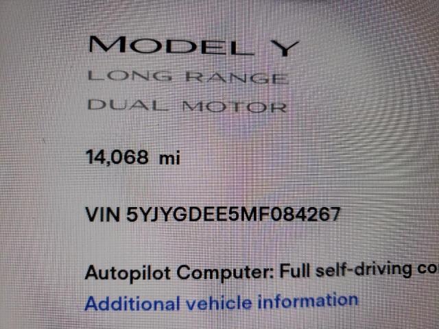 2021 TESLA MODEL Y 5YJYGDEE5MF084267