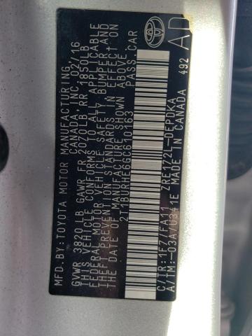 2016 TOYOTA 033FG35 2T1BURHE6GC610163