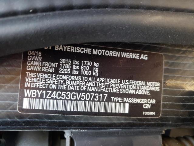 2016 BMW I3 REX WBY1Z4C53GV507317